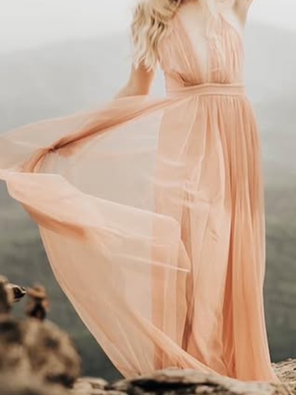 Peach pink  flowy maxi dress